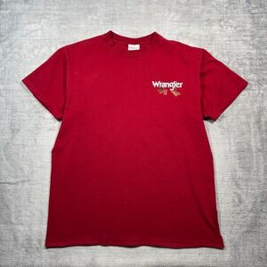 Wrangler Shirt Mens Large Red Vintage Y2K Bull Cant Be Tamed Western Rodeo